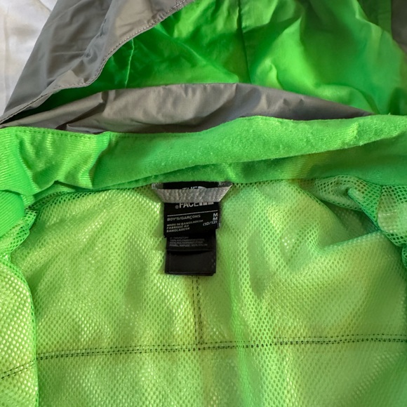The North Face Gray and Black Raincoat with Green Hood - Picture 3 of 3